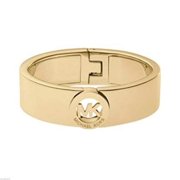 Michael Kors MK Logo Gold Tone Bangle Bracelet - Picture 1 of 4